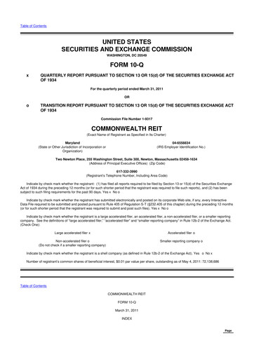 Vorschaubild Equity Commonwealth 10-Q Quartalsbericht 2011 
