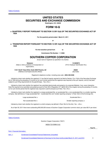 Thumbnail Southern Copper 10-Q Quarterly Report FY2011 