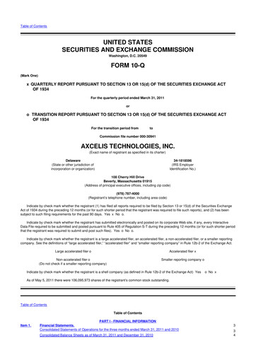 Thumbnail Axcelis Technologies
 10-Q Quarterly Report FY 
