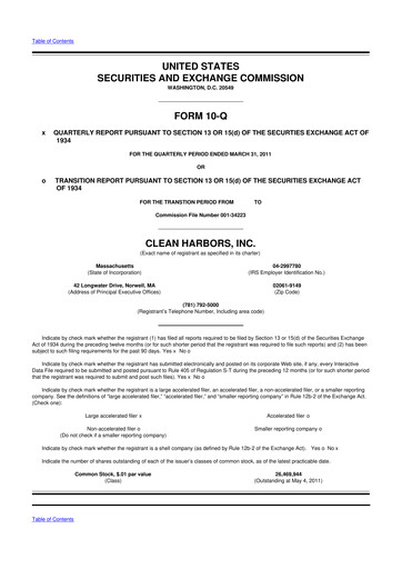 Thumbnail Clean Harbors
 10-Q Quarterly Report FY2011 