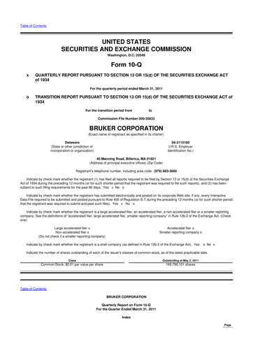 Thumbnail Bruker 10-Q Quarterly Report FY2011 