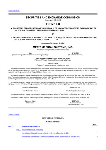 Thumbnail Merit Medical 10-Q Quarterly Report FY 