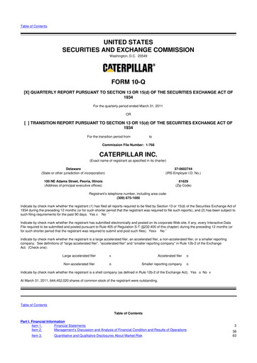 Thumbnail Caterpillar 10-Q Quarterly Report FY 