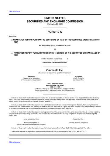 Thumbnail Omnicell
 10-Q Quarterly Report FY 