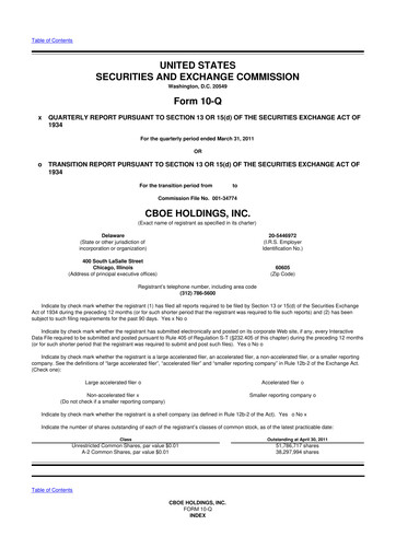 Thumbnail Cboe Global Markets 10-Q Quarterly Report FY 