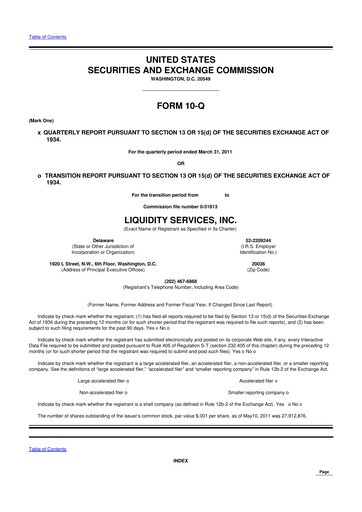 Miniature Liquidity Services
 10-Q Rapport trimestriel  