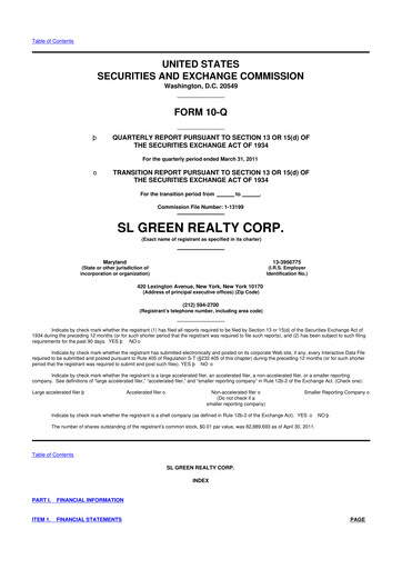 Thumbnail SL Green Realty
 10-Q Quarterly Report FY2011 