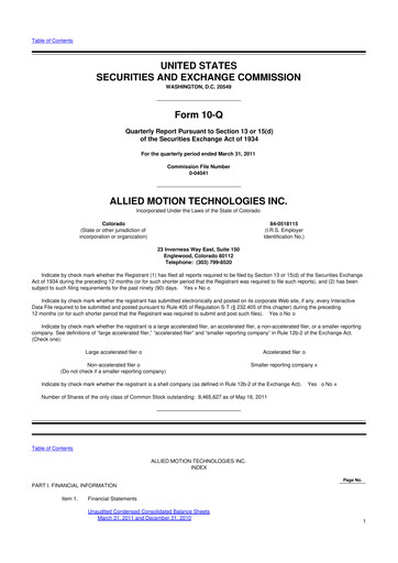 Thumbnail Allient 10-Q Quarterly Report FY 