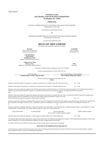 Thumbnail Helen of Troy 10-K Annual Report 