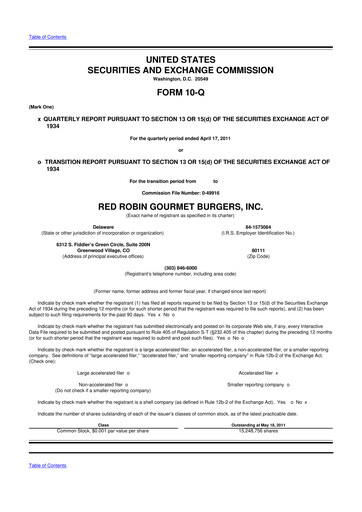 Thumbnail Red Robin
 10-Q Quarterly Report FY 