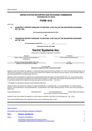 Thumbnail Verint Systems
 10-Q Quarterly Report FY 