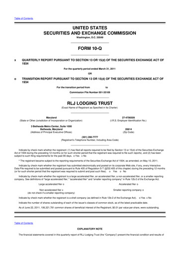 Thumbnail RLJ Lodging Trust 10-Q Quarterly Report FY 
