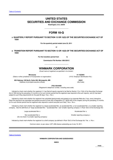 Thumbnail Winmark 10-Q Quarterly Report FY2011 