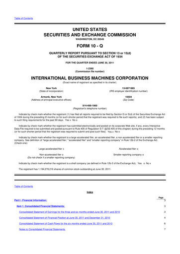 Vorschaubild IBM 10-Q Quartalsbericht 2011 