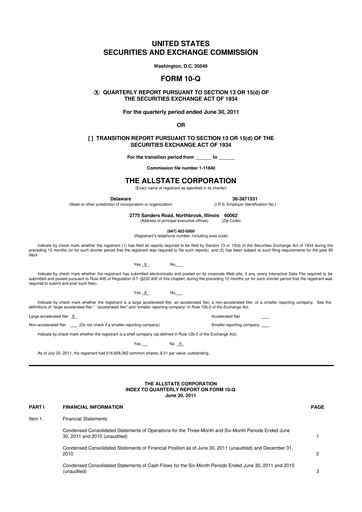 Vorschaubild Allstate 10-Q Quartalsbericht 2011 