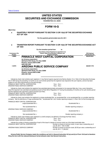 Thumbnail Pinnacle West Capital
 10-Q Quarterly Report FY2011 