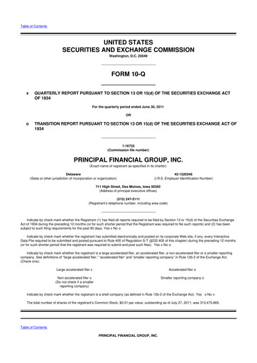 Thumbnail Principal Financial Group 10-Q Quarterly Report FY2011 