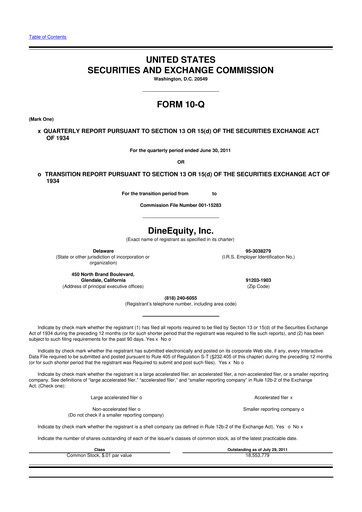 Thumbnail Dine Brands Global 10-Q Quarterly Report FY2011 