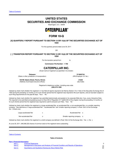 Thumbnail Caterpillar 10-Q Quarterly Report FY 