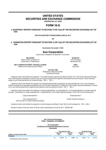 Vorschaubild Aon 10-Q Quartalsbericht 2011 