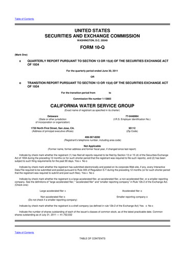 Thumbnail California Water Service Group 10-Q Quarterly Report FY 