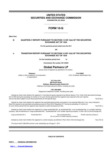 Thumbnail Global Partners LP 10-Q Quarterly Report FY2011 