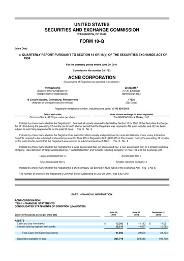Thumbnail ACNB Corporation
 10-Q Quarterly Report FY2011 