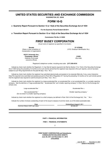Thumbnail First Busey 10-Q Quarterly Report FY2011 