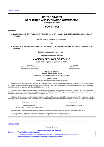 Thumbnail Axcelis Technologies
 10-Q Quarterly Report FY2011 