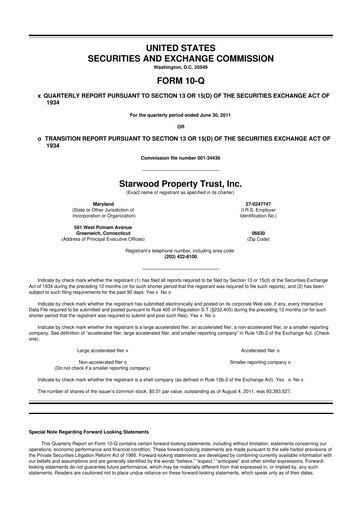 Thumbnail Starwood Property Trust 10-Q Quarterly Report FY2011 