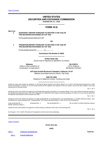 Thumbnail Tetra Tech
 10-Q Quarterly Report FY2011 