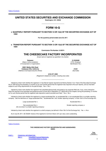 Vorschaubild The Cheesecake Factory
 10-Q Quartalsbericht 2011 