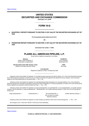 Thumbnail Plains All American Pipeline 10-Q Quarterly Report FY2011 