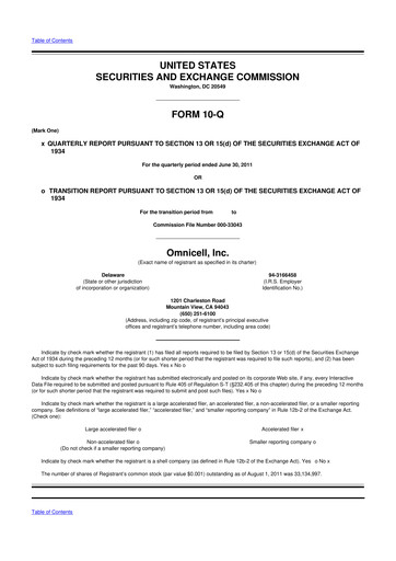 Thumbnail Omnicell
 10-Q Quarterly Report FY2011 