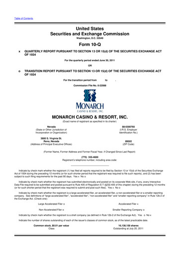 Thumbnail Monarch Casino & Resort 10-Q Quarterly Report FY2011 