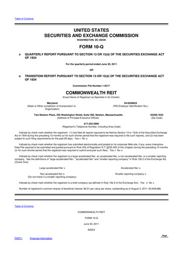 Vorschaubild Equity Commonwealth 10-Q Quartalsbericht 2011 