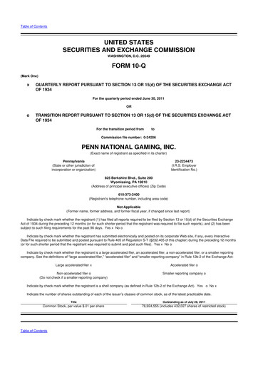 Thumbnail PENN Entertainment
 10-Q Quarterly Report FY2011 