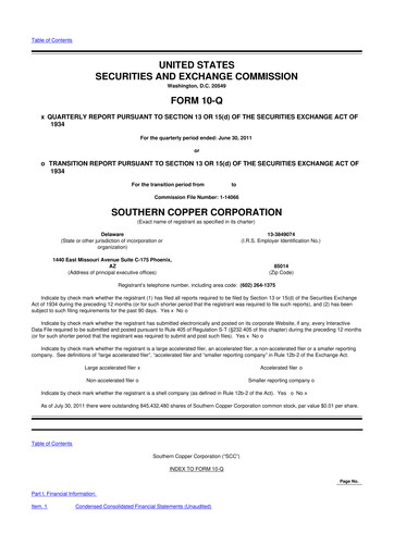 Thumbnail Southern Copper 10-Q Quarterly Report FY2011 