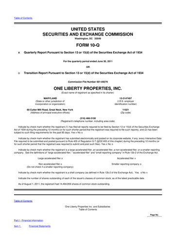 Thumbnail One Liberty Properties 10-Q Quarterly Report FY2011 