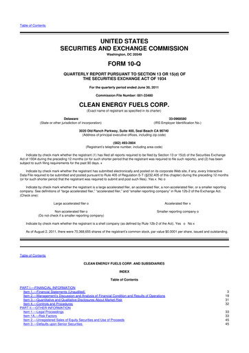 Thumbnail Clean Energy Fuels 10-Q Quarterly Report FY2011 