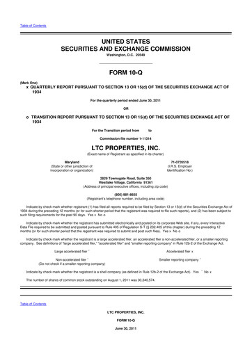 Thumbnail LTC Properties 10-Q Quarterly Report FY2011 