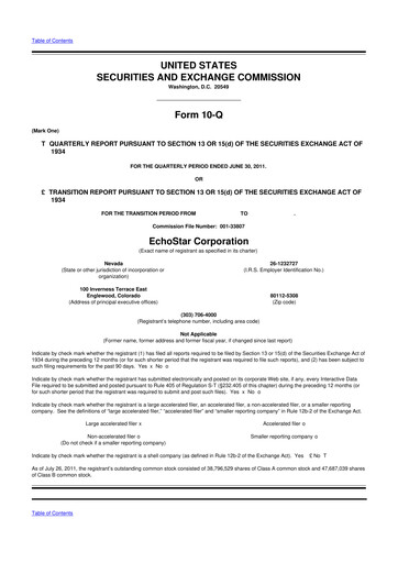 Thumbnail EchoStar 10-Q Quarterly Report FY2011 