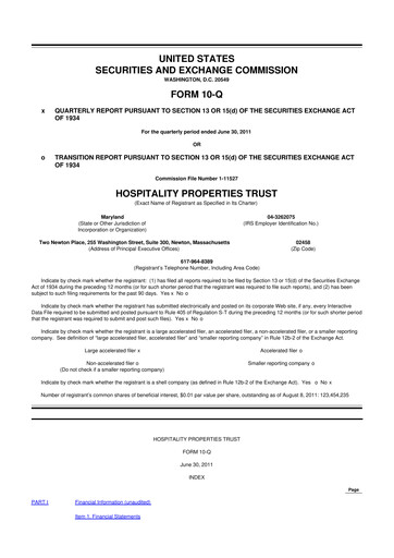Thumbnail Service Properties Trust 10-Q Quarterly Report FY2011 