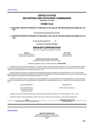 Thumbnail Bruker 10-Q Quarterly Report FY2011 