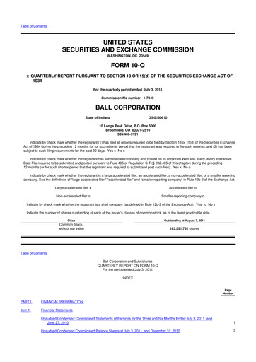 Vorschaubild Ball Corporation
 10-Q Quartalsbericht 2011 