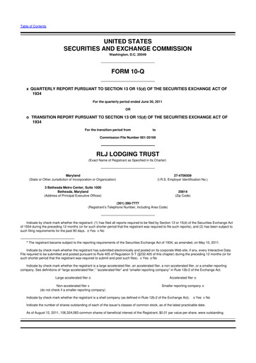 Thumbnail RLJ Lodging Trust 10-Q Quarterly Report FY2011 