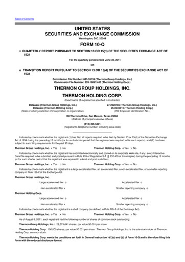 Miniature Thermon Group 10-Q Rapport trimestriel 2012 