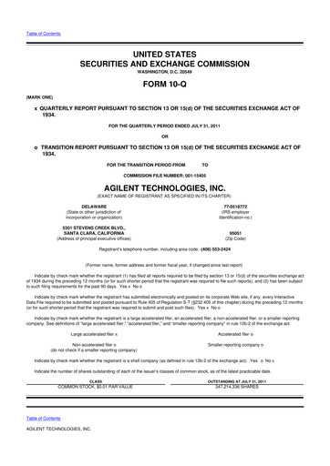 Vorschaubild Agilent Technologies 10-Q Quartalsbericht 2011 
