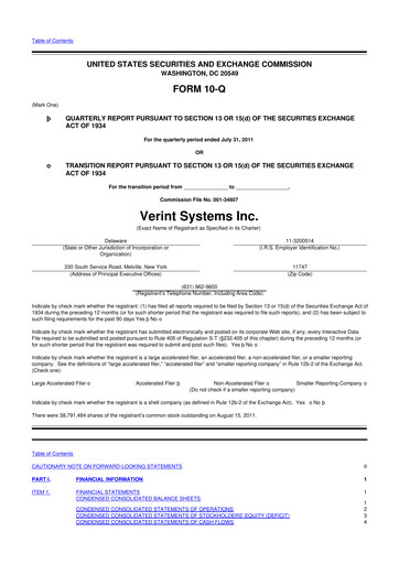 Thumbnail Verint Systems
 10-Q Quarterly Report FY2012 