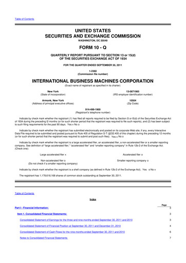 Vorschaubild IBM 10-Q Quartalsbericht 2011 